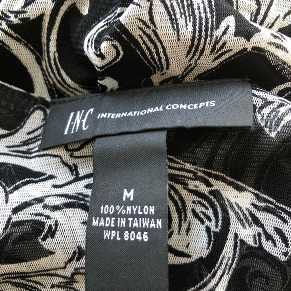 INC International Concepts Medium Printed Faux-Wrap Top Eastern Floral, Black an - Picture 4 of 5